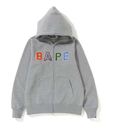 BAPE Applique Full Zip Hoodie Grey